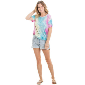 BLUE, PINK, AND YELLOW TIE DYE T-SHIRT - by Katydid