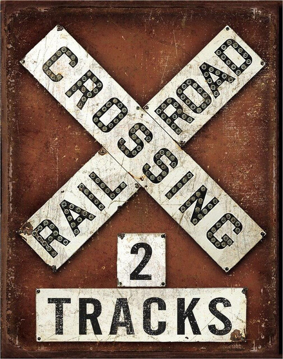 Railroad Crossing 2- Vintage-style Tin Sign