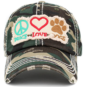 Peace Love Dogs Hat (Baseball Cap)