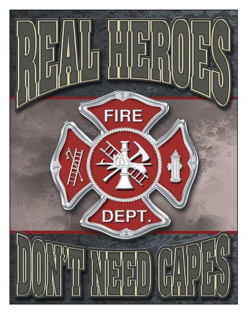 Firemen Real Heroes - Vintage-style Tin Sign