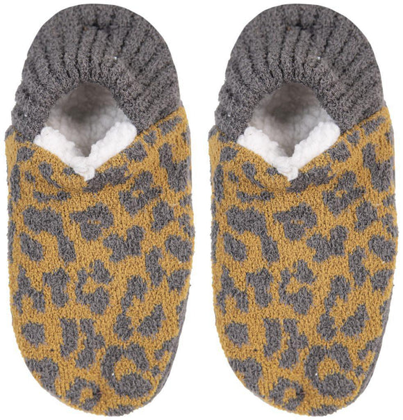 Slipper Socks - Brown Leo - by Simply Southern