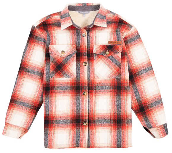 Sherpa Shacket - Red Plaid - by Simply Southern