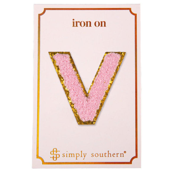 Iron on Patch Pink Letter - V - by Simply Southern