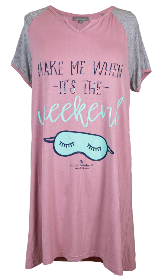 Wake Me When It's the Weekend - Nightgown - by Simply Southern Buy at Here Today Gone Tomorrow! (Rome, GA)