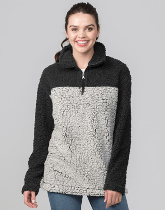 Quarter Zip Pullover Sherpa (Black & Frosty Gray) - by Boxercraft®