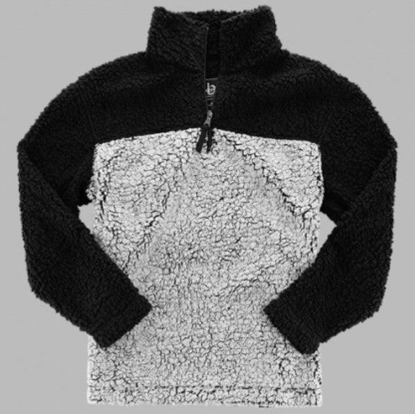 Quarter Zip Pullover Sherpa Black Frosty Gray by Boxercraft Here Today Gone Tomorrow