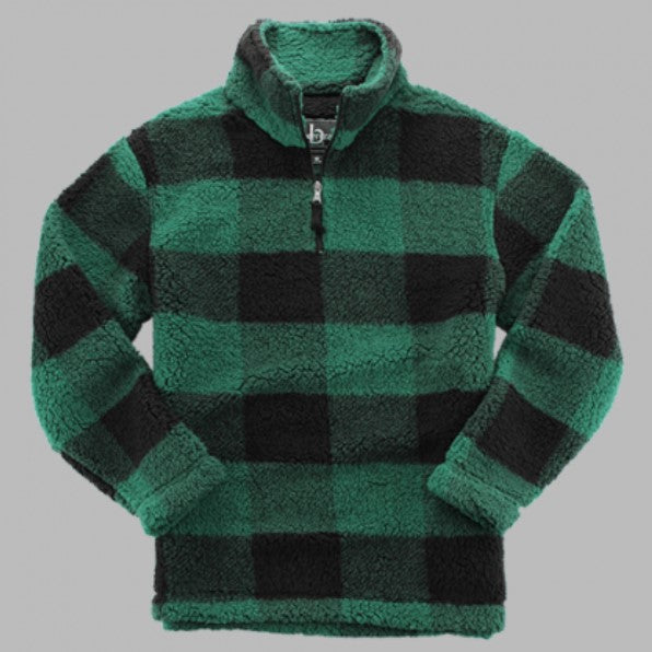 Quarter Zip Pullover Sherpa (Hunter & Black Buffalo Plaid) - by Boxercraft®