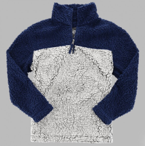 Quarter Zip Pullover Sherpa (Navy & Frosty Gray) - by Boxercraft®