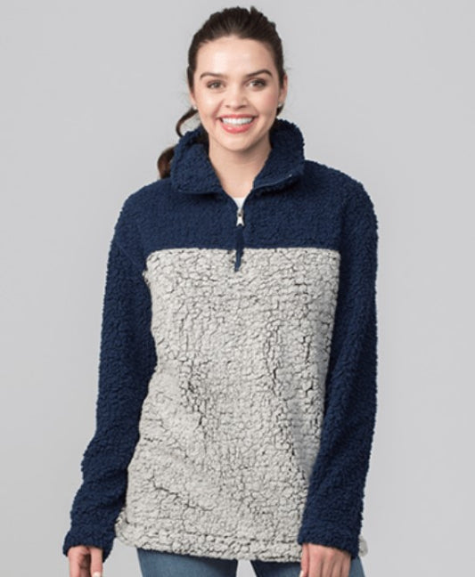 Quarter Zip Pullover Sherpa (Navy & Frosty Gray) - by Boxercraft®