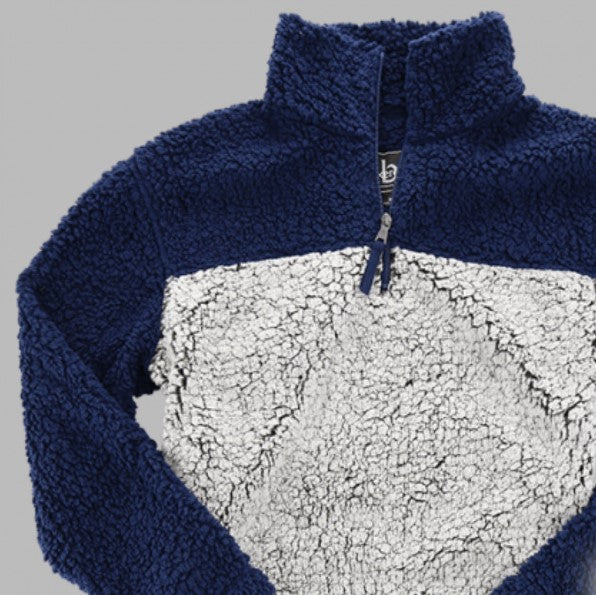 Quarter Zip Pullover Sherpa (Navy & Frosty Gray) - by Boxercraft®