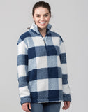 Quarter Zip Pullover Sherpa (Navy & Natural White Buffalo Plaid) - by Boxercraft®