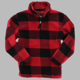 Quarter Zip Pullover Sherpa (Red & Black Buffalo Plaid) - by Boxercraft®
