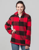 Quarter Zip Pullover Sherpa (Red & Black Buffalo Plaid) - by Boxercraft®