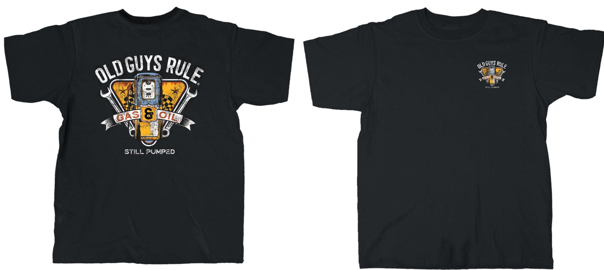 'Vintage Gas Pump' T-Shirt - by Old Guys Rule - Here Today Gone Tomorrow