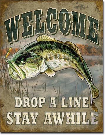 Welcome Bass Fishing - Vintage-style Tin Sign