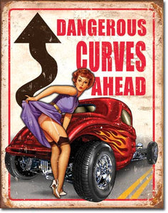 Legends - Dangerous Curves - Vintage-style Tin Sign