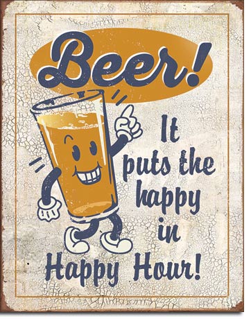 Happy Hour - Beer - Vintage-style Tin Sign