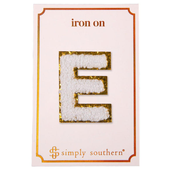 Iron on Patch White Letter  E - by Simply Southern