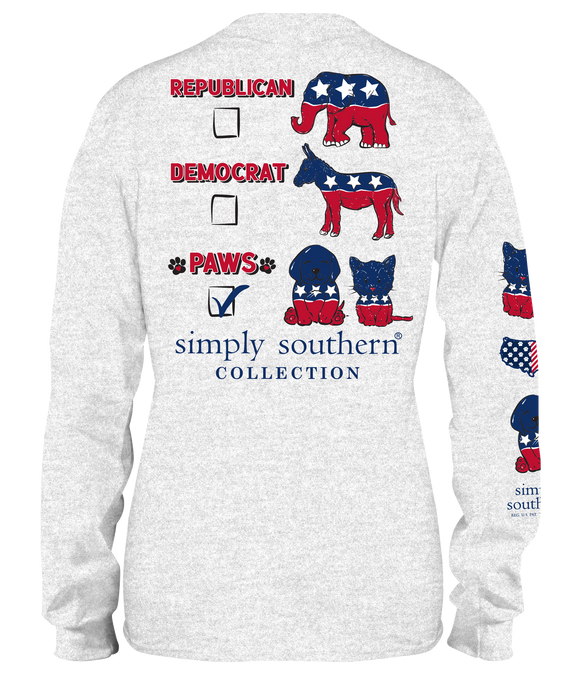 Paws USA (Long Sleeve T-Shirt) by Simply Southern - www.HereTodayGoneTomorrow.store
