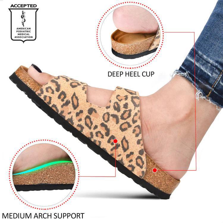 ELLYS LEOPARD ARCH SUPPORTIVE SLIDES - BY AEROTHOTIC