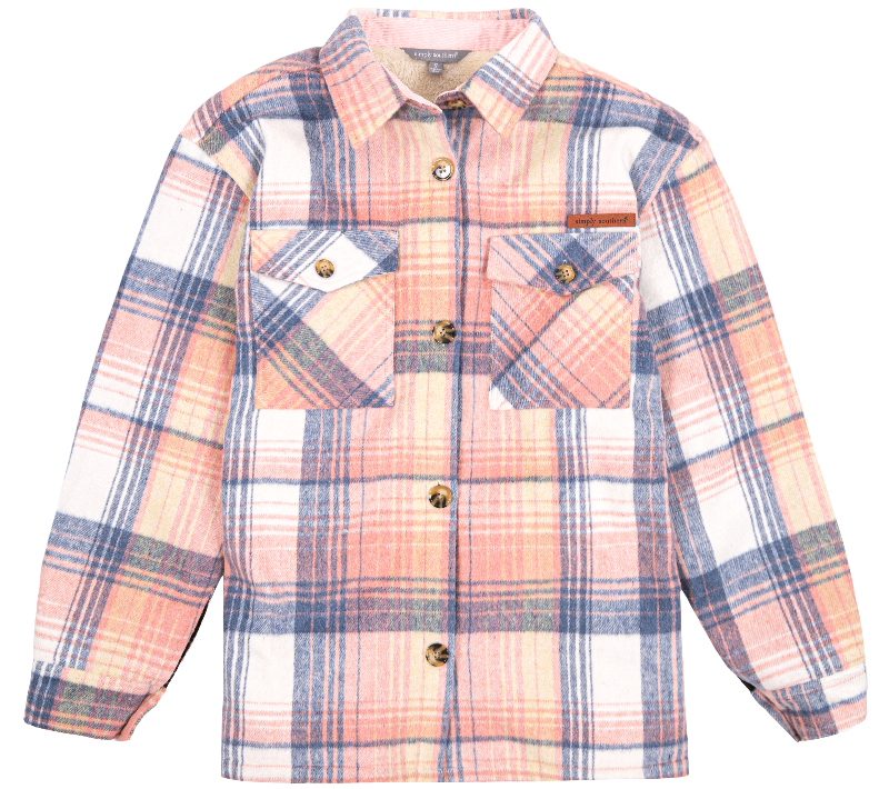 Sherpa Shacket - Pink Plaid - by Simply Southern