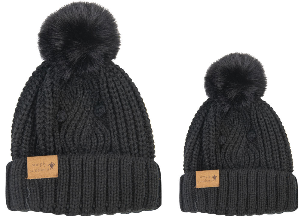 Mommy & Me Simply Beanie - Black Set - by Simply Southern