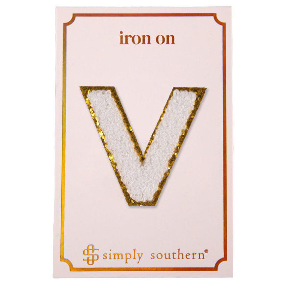 Iron on Patch White Letter - V - by Simply Southern