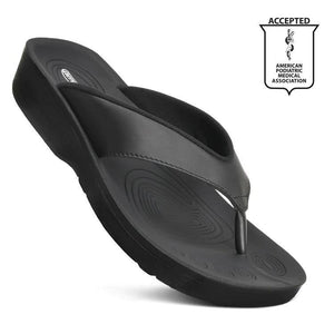 FALLON BLACK WOMEN’S ARCH SUPPORT FLIP FLOPS - BY AEROTHOTIC