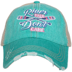RIVER HAIR DON'T CARE PATCH TRUCKER HAT- TEAL - by Katydid