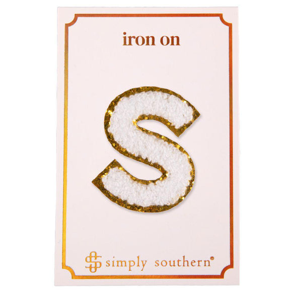 Iron on Patch White Letter - S - by Simply Southern