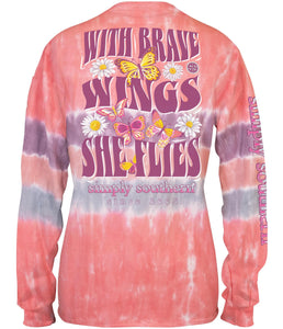 With Brave Wings She Flies (Long Sleeve T-Shirt) by Simply Southern