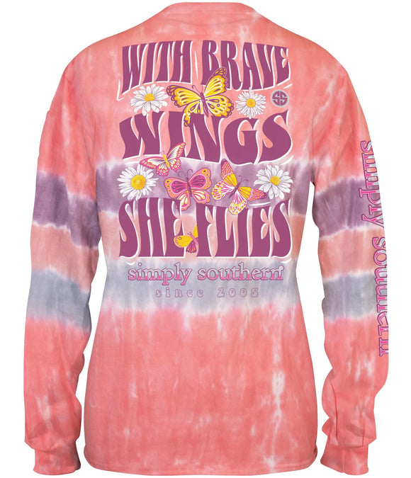 With Brave Wings She Flies (Long Sleeve T-Shirt) by Simply Southern