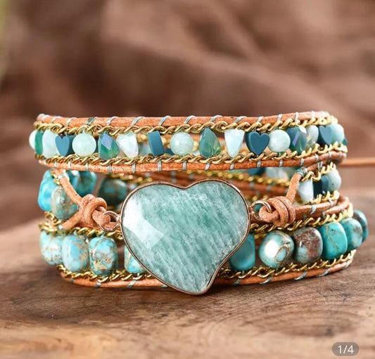Turquoise Wrap Heart Bracelet