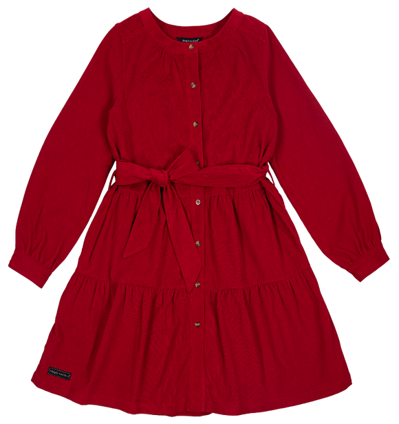 Corduroy Belted Dress - Red - by Simply Southern