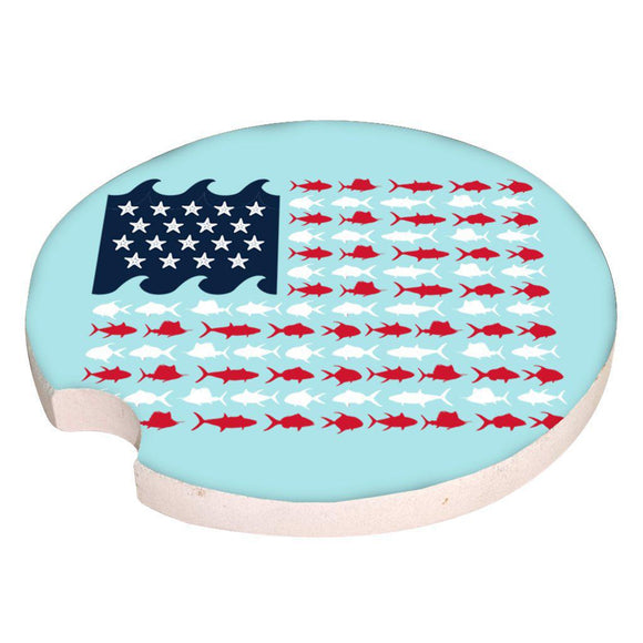 Men's Car Coaster - Fish Flag - by Simply Southern