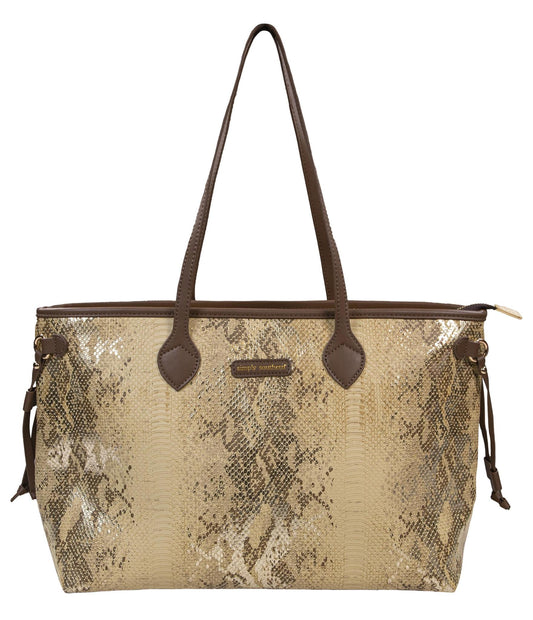 Vegan Leather Tote - Snake Gold - by Simply Southern