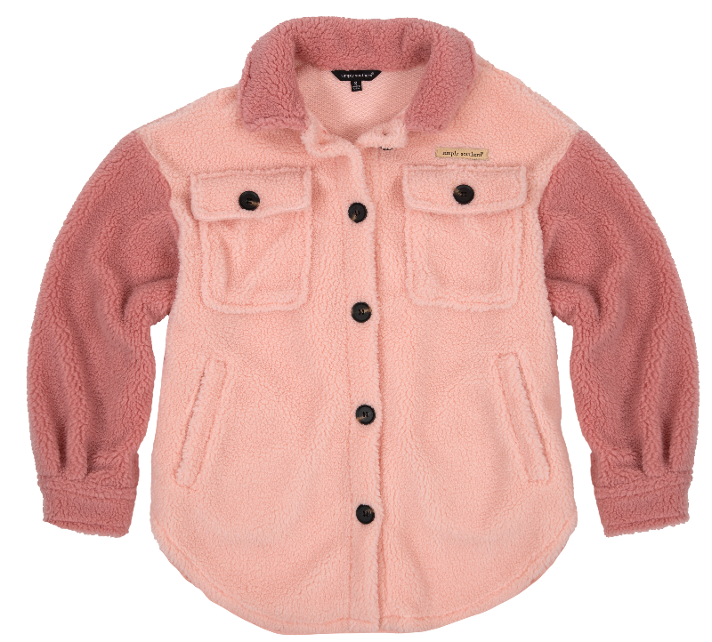 Simply Sherpa Shacket - Pink - by Simply Southern