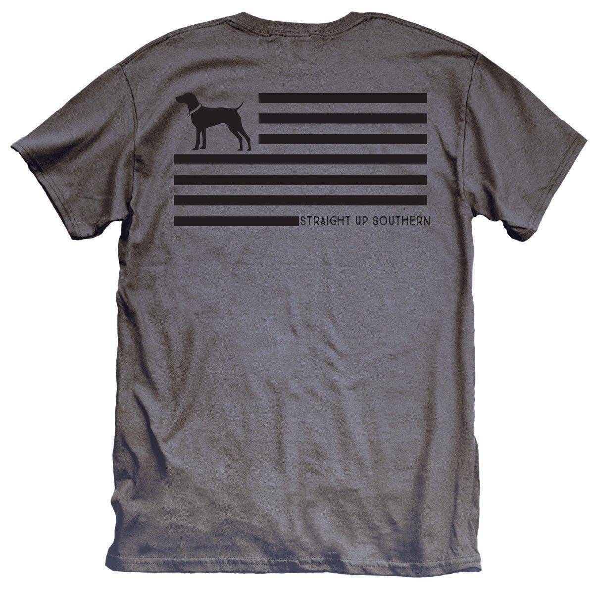 Dog & Stripes Flag (Men's Short Sleeve T-Shirt) by Straight Up Southern Buy at Here Today Gone Tomorrow! (Rome, GA)