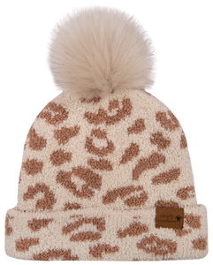 Fuzzy Beanie - Cream Leo - by Simply Southern