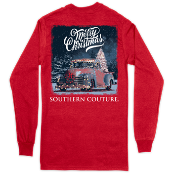 Classic Merry Christmas Light Truck - Long Sleeve T-shirt - by Southern Couture