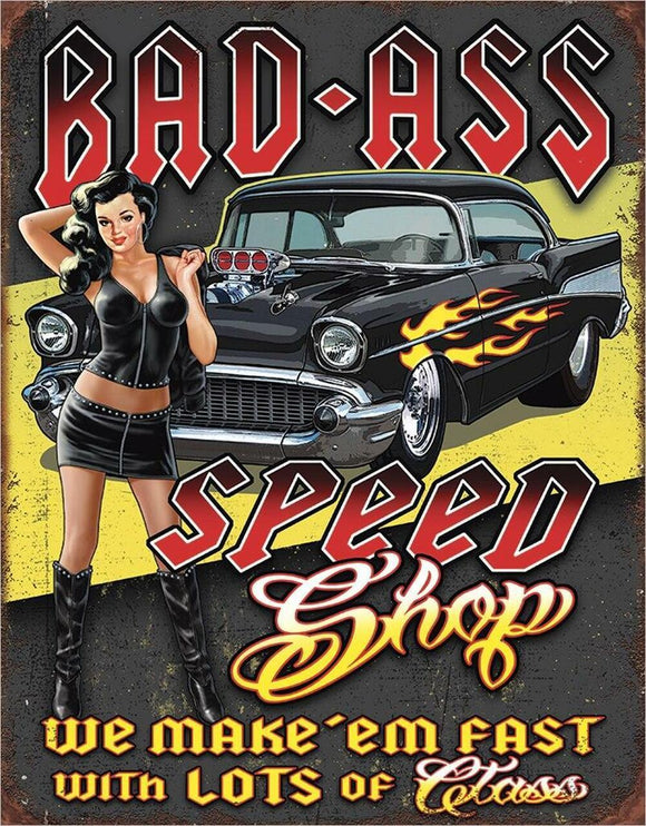 Bad Ass Speed Shop - Beer - Vintage-style Tin Sign