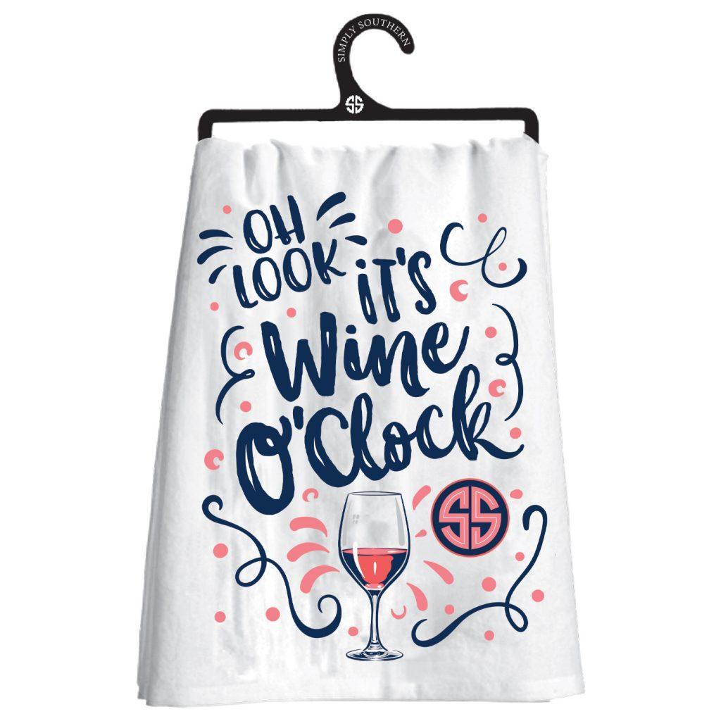 Oh Look its Wine O'clock Happy Towel -  by Simply Southern