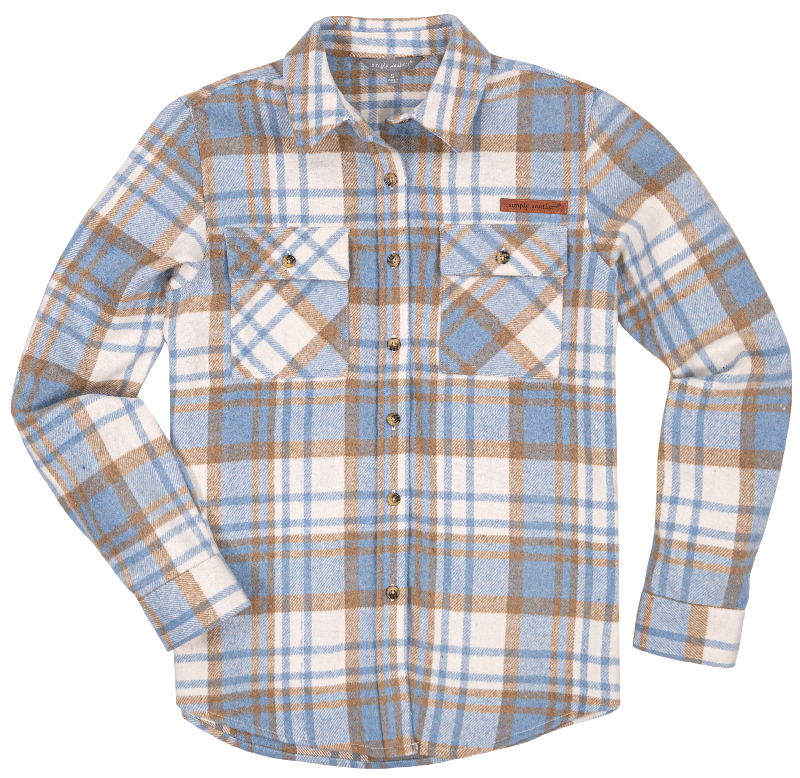 Plaid Shacket - Blue - by Simply Southern