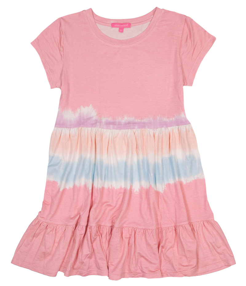 Simply Tiedye Gather Babydoll Dress- Pink - by Simply Southern