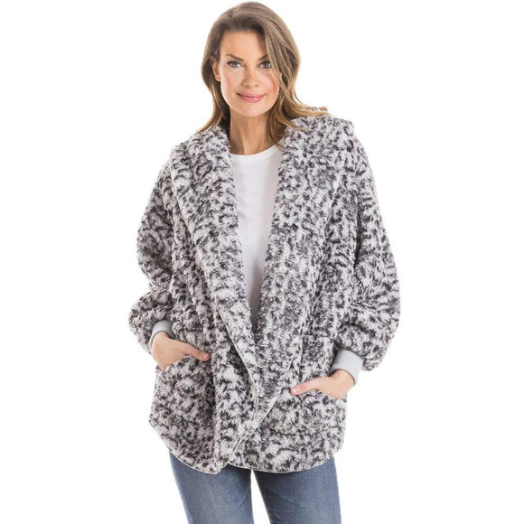 GREY LEOPARD LIGHTWEIGHT BODY WRAP WITH HOODIE AND POCKETS - by Katydid