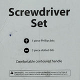 Screwdriver with 8-Piece Bit Set