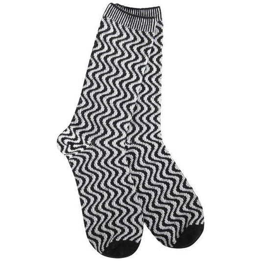 Weekend Gallery Swirl Crew - Black - by World's Softest Socks
