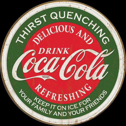 COKE - Thirst Quenching Logo - Vintage-style Tin Sign