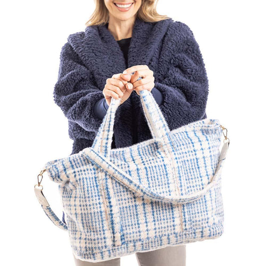 Blue Houndstooth Women's Tote Bag - by Katydid