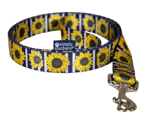 Dog Leash - Navy Sunflower - by Simply Southern - www.HereTodayGoneTomorrow.store